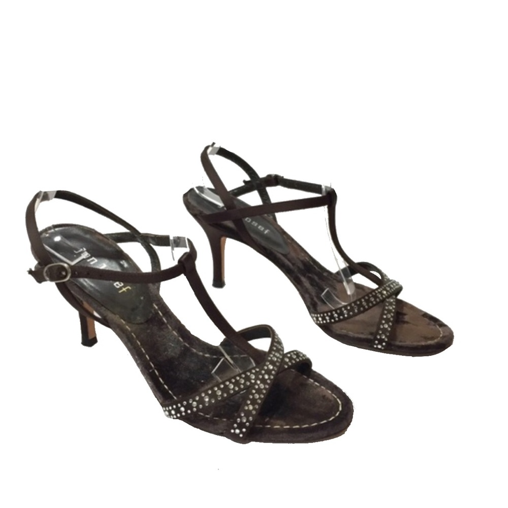 Jon Josef crystal embellished velvet heels leather 731